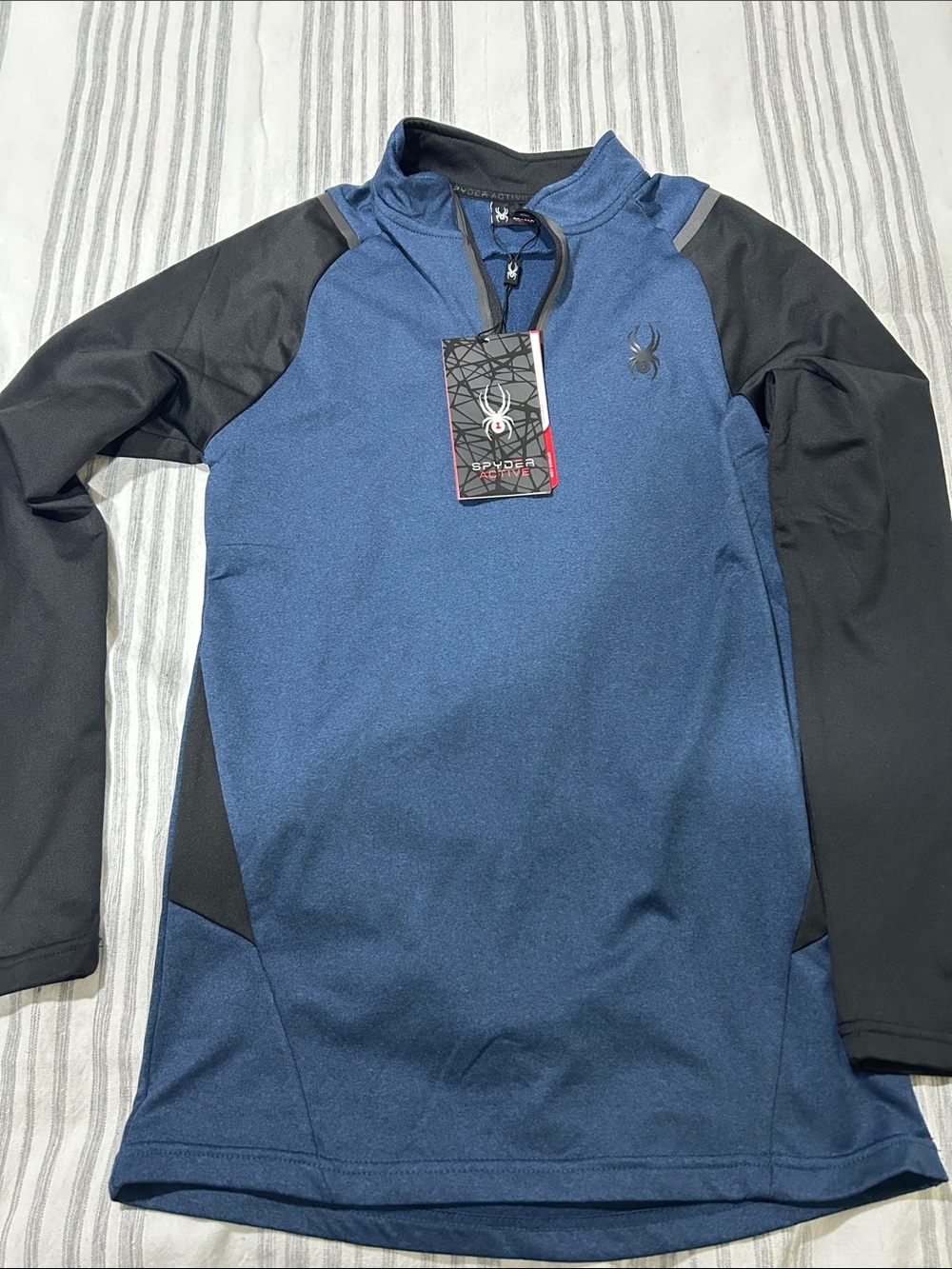 Spyder Men’s Navy Blue and Black Half-Zip Performance Pullover